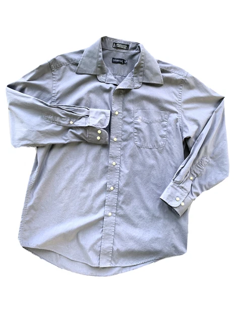 George Mens Gray Long Sleeve button down Dress Shirt Size Medium - Bonus Tie