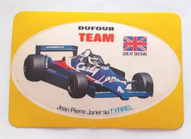 Autocollant F1 Vintage – Jean-Pierre Jabouille Renault Dufour – 9x6 Cm – Neuf