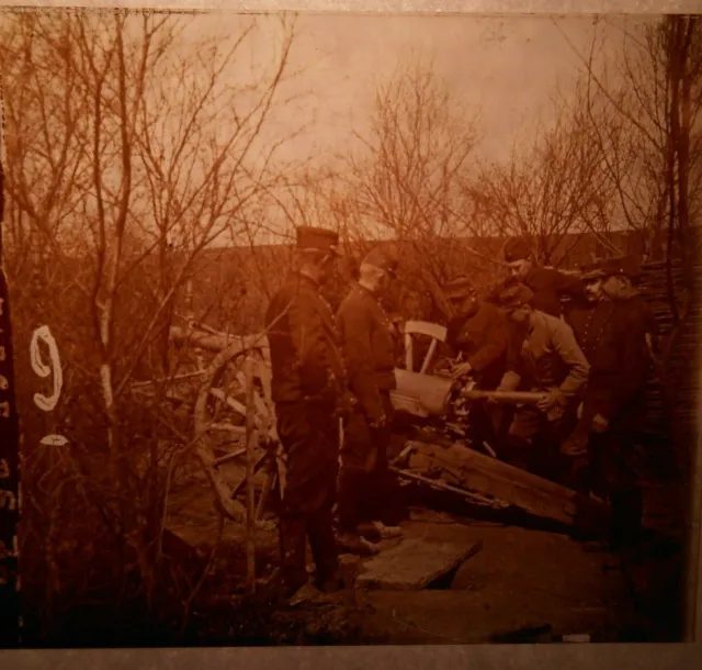 Canon 75 Dissimule Piece  Photo Vue Stéréo Plaque Verre Guerre 1914 18 Ww1