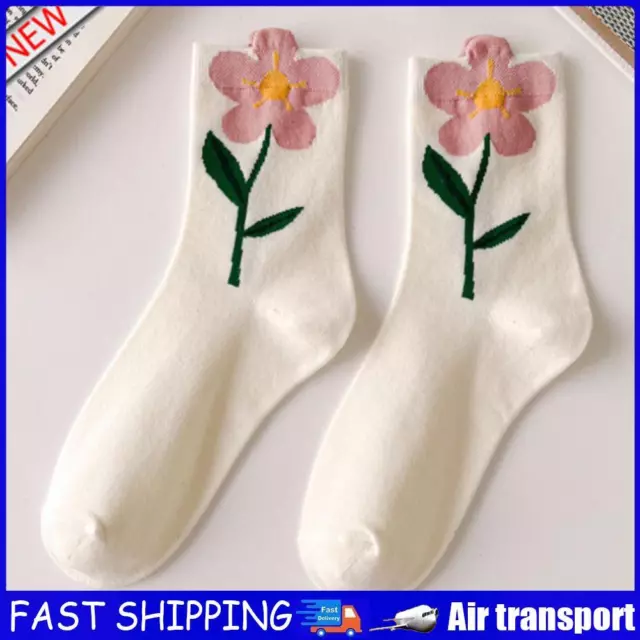 Candy Color Socks Casual 3D Flower Daily Home Outdoor Sports Wear (White) AU