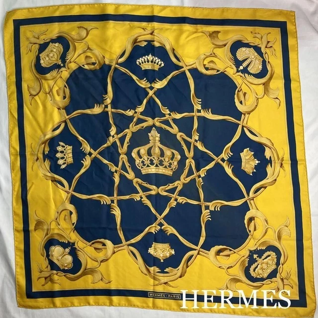 HERMES Carre 90 Crown Silk Scarf F/S