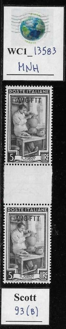 WC1_13583. ITALY: TRIESTE FTT. 5 L. gutter pair 1950 ITALY @ WORK. Scott 93. MNH