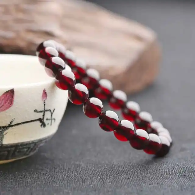 4MM Natural Garnet Beads Cuff Lucky Bracelet Chic Meditation Pray Buddhism