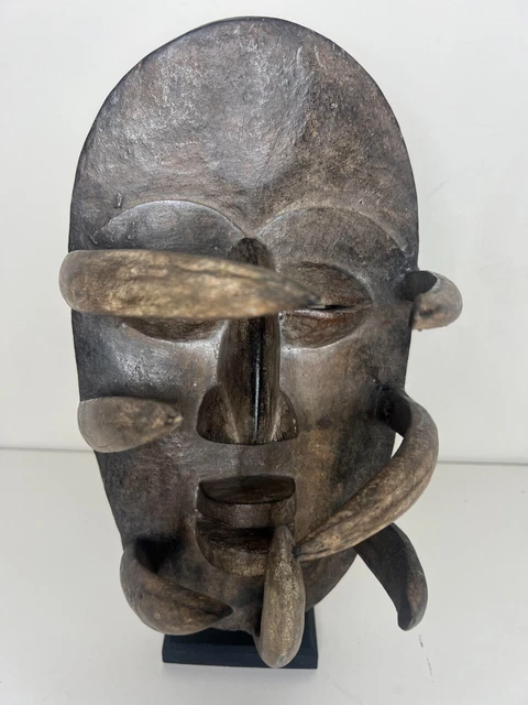 Hand carved African bete spider mask from Ivory Coast 13"X 9" X 3.5" African Art