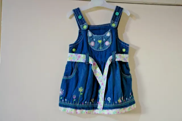 Baby Girl's Cat Face Pretty Pinny Dress by Tu size 6-9 mths