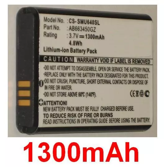 Batterie 1300mAh type AB663450GZ Pour Samsung SCH-U660 Convoy 2