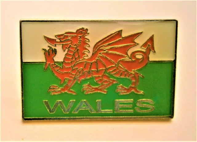H388:) Vintage enamel Welsh Wales red Dragon badge lapel pin