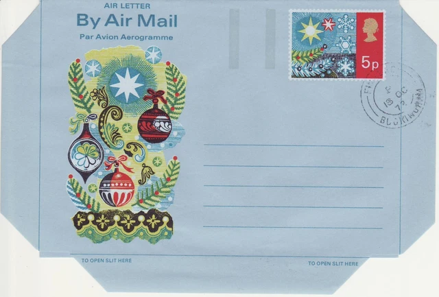 GB Briefmarken Aerogramm/Luftbrief APS21 - 5p Weihnachtsdeko, Stern 1972 GEBRAUCHT