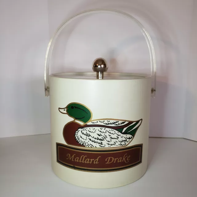 Vintage Georges Briard Mallard Drake Duck Insulated Handled Ice Bucket w/Lid