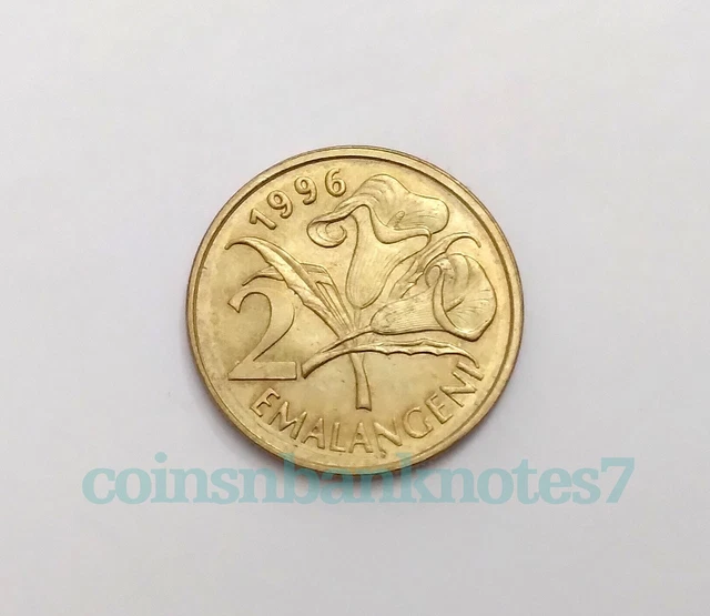 1996 Swaziland 2 Emalangeni Coin, KM46 Uncirculated/ Flower
