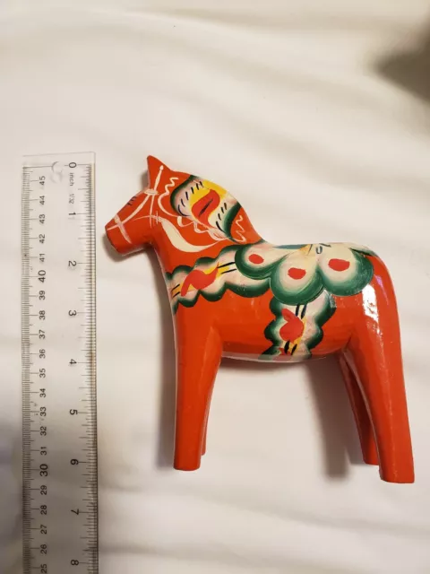 Caballo Dala de madera tallado a mano de colección 6" Suecia