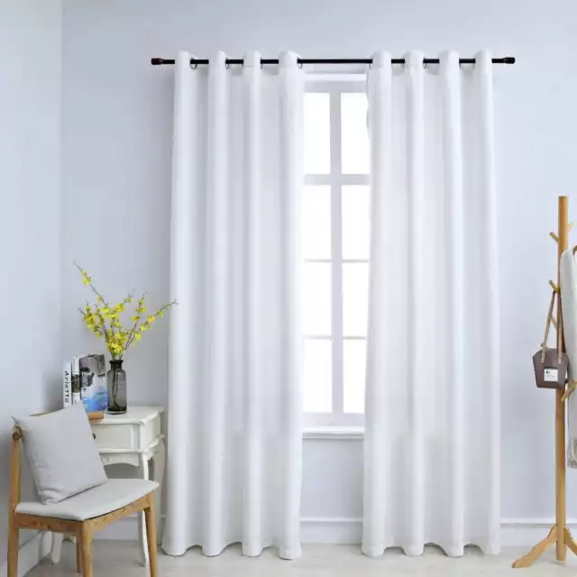 Rideau occultant et anneaux en m�tal 2pcs Blanc cass� 140x245cm