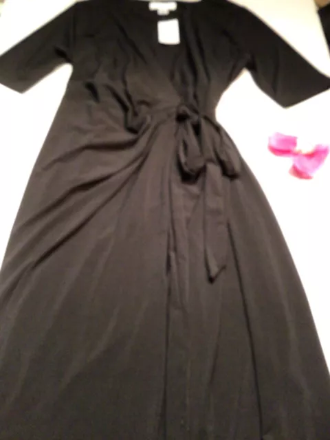 Motherhood Maternity Dress Sz M Faux wrap short sleeve Black 96527-05 NWT