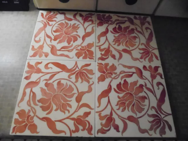 4 Antique Minton Art Nouveau Design? Tiles