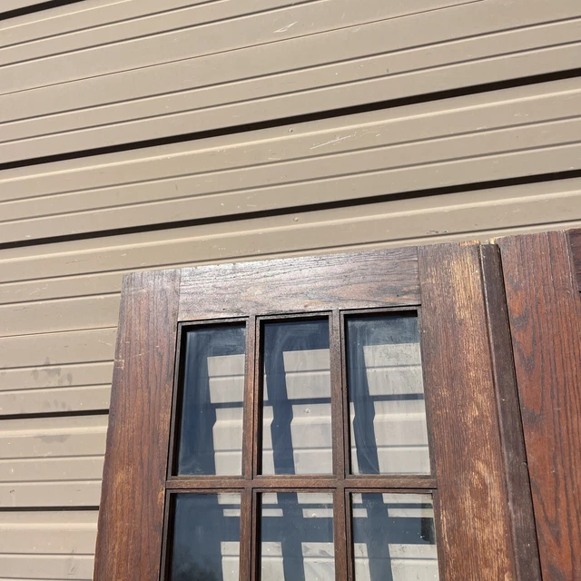 AN704 pair antique oak flat glass French doors 5‘ x 79 x 1.75 2