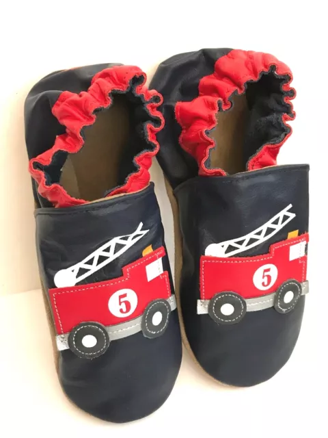 NEW Robeez No. 5 Fire Engine Leather Soft Sole Shoes Sz 5-6 years / 13.5-1