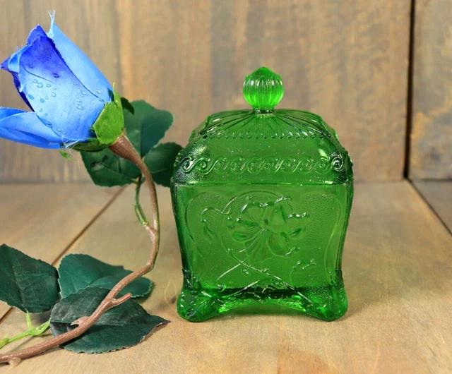 Sucrier Ancien En Verre Moulé – État Parfait, Vintage
