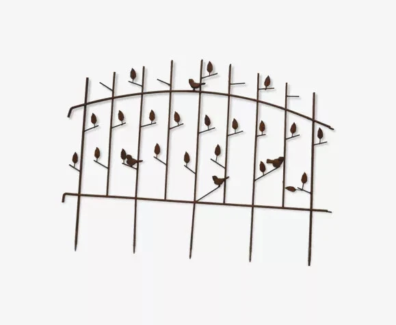 BARRIERE DE JARDIN En Fer Forge Avec Oiseaux / 122 Cms De Long X 93 Cms