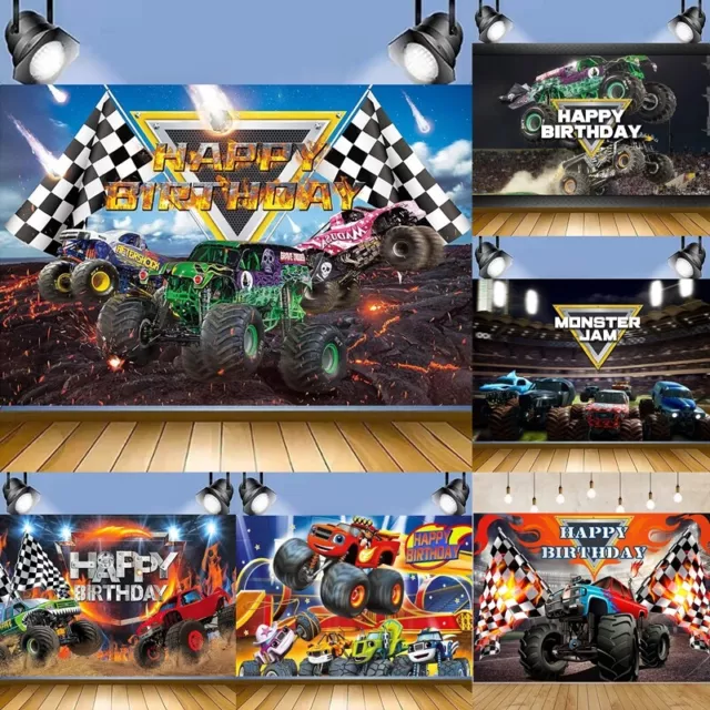 3D Monster Jam Truck Photography Backdrop Party Background Birthday Decor Gifts