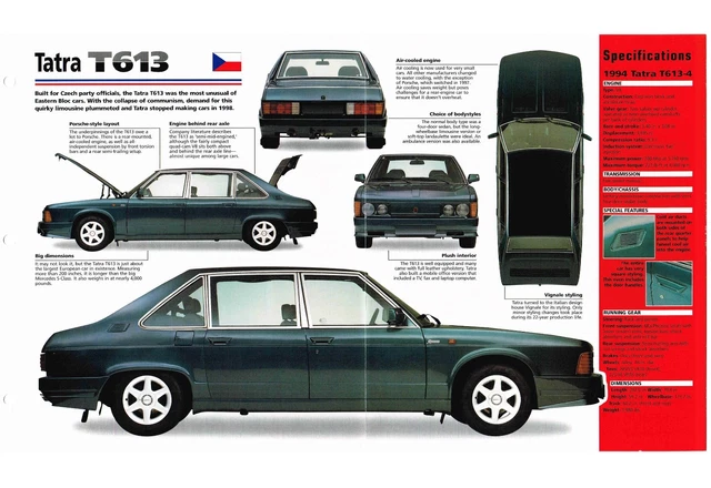 T613 1975-1996 TATRA T613/T-613-4 FICHE TECHNIQUE/brochure : 1993,1994,1995 ...