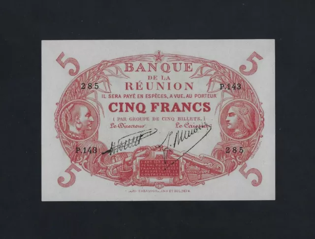 Reunion 5 Francs 1901 P-14 Unc Rare France French Martinique