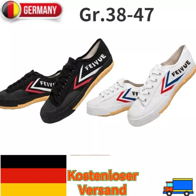 Schwarz Weiß Feiyue Schuhe für Kung Fu Wushu Kampfkunst Tai Canvas Sneaker Neu