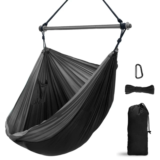 Hammock Chair, Portable Large Hanging Rope Swing - Lightweight Nylon Parachut...