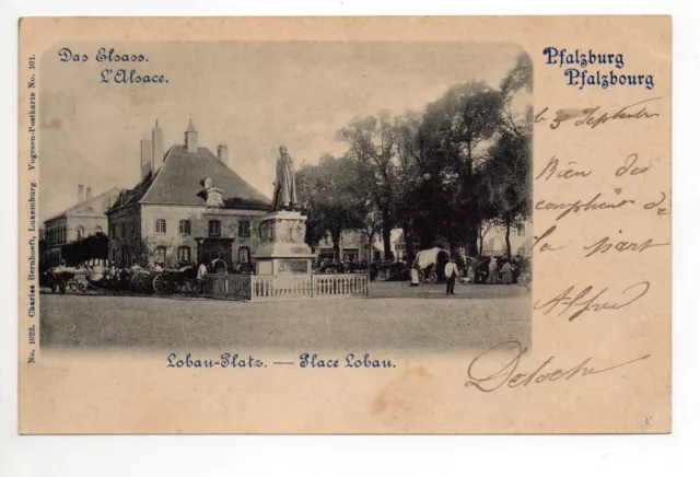PHALSBOURG Pfalsburg Moselle CPA 57 cloud map 1900 place lobau