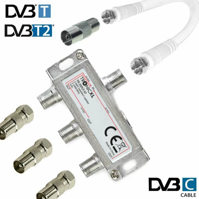 3fach IEC TV Verteiler Antennenverteiler Kabel TV Adapter Kabel Kabelfernsehen