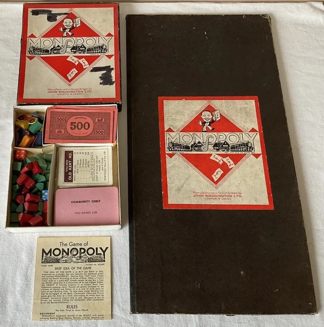 VINTAGE “MONOPOLY” BOARD Game With Card/wood Pieces, Waddingtons c