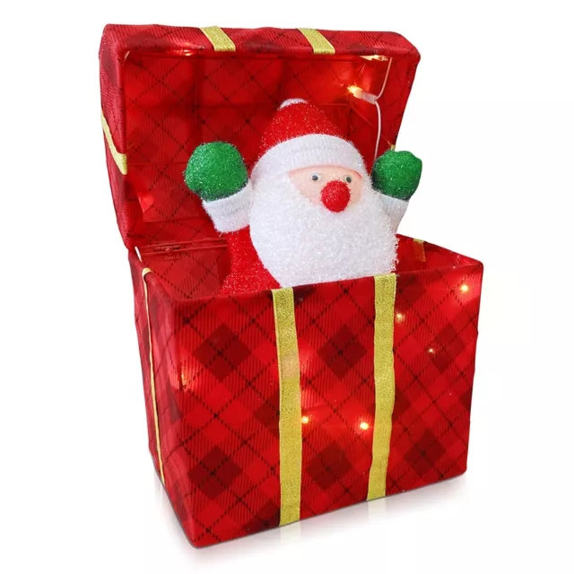 Scatola Regalo di Babbo Natale 401003 Addobbo con Luci e Movimento 29x20x42cm 2