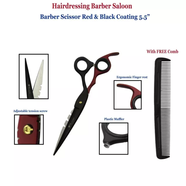 Professional Hairdressing Scissors Hair Dressing Barber Salon Shears Red & Black