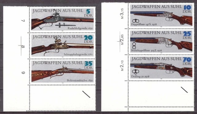 DDR - BRIEFMARKEN, Satz: Suhler Jagdwaffen 2x Zdr., Jahrgang 1978, Mi ...