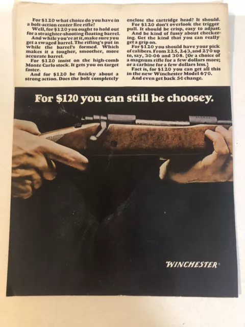 1960s Winchester Model 670 Vintage Print Ad Advertisement pa13