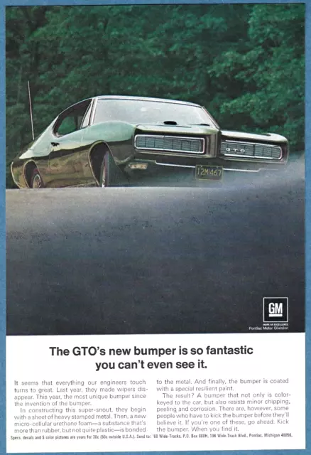 1968 PONTIAC GTO AD ~ The New Bumper is so fantastic you can't even see it