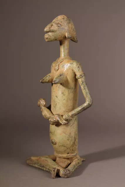 12802 Dogon Figure en Bronze Mali Perdu Form. Maternité 685 Taille 2