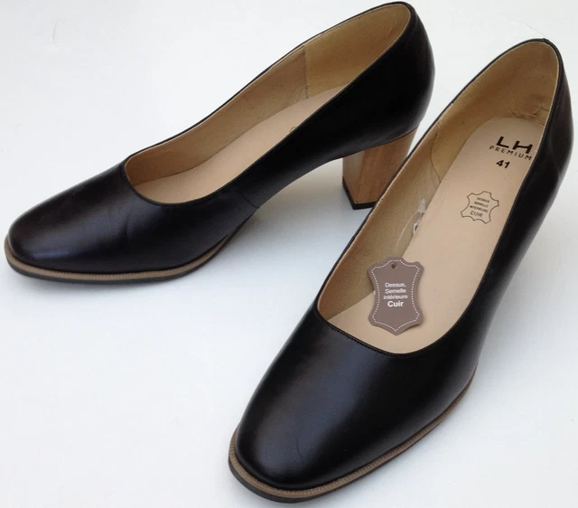 chaussures femme ESCARPINS LH PREMIUM EN CUIR NOIR pointure 41