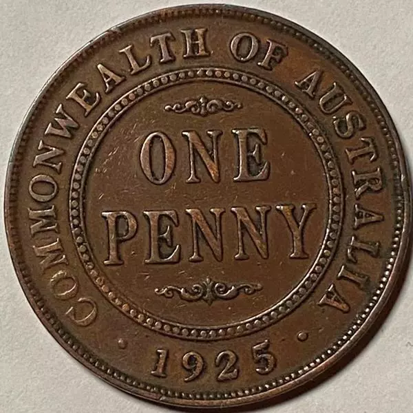 1925 AUSTRALIAN PENNY..KING GEORGE V in HIGH GRADE..SCARCE.