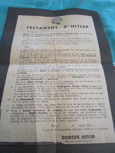 tract autocollant anti Hitler 1939-45 résistance 85 x 55 mm main image 1