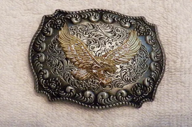 New Belt Buckle Proud Gold Tone American Eagle In Flight Intricate Design Co Bb1