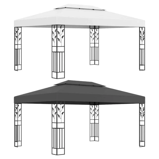 Pavillon mit Doppeldach 3x4 m Gartenzelt Stoff Partyzelt Festzelt Anthrazit/Weiß
