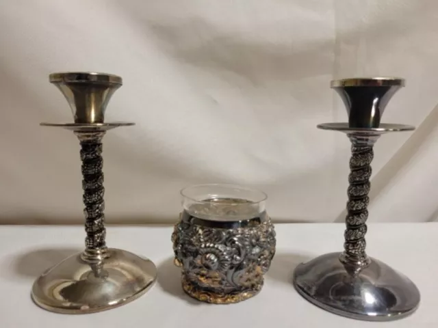3  Silver Plate Spanish Candle Sticks