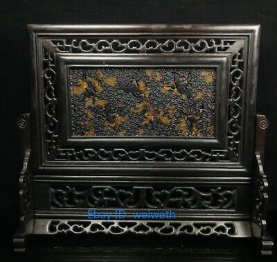 Collection Old Antique Chinese Wood Hand Carved Inlay Exquisite pattern Screen