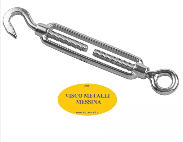 Tendifilo Acciaio inox mm 6 gancio/occhio funi cavo biancheria nautica tiranti