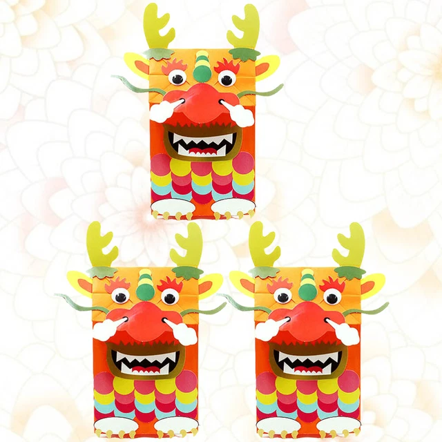 3 piezas bolsa de papel creativa muñeca adorables materiales de dibujos animados hágalo usted mismo