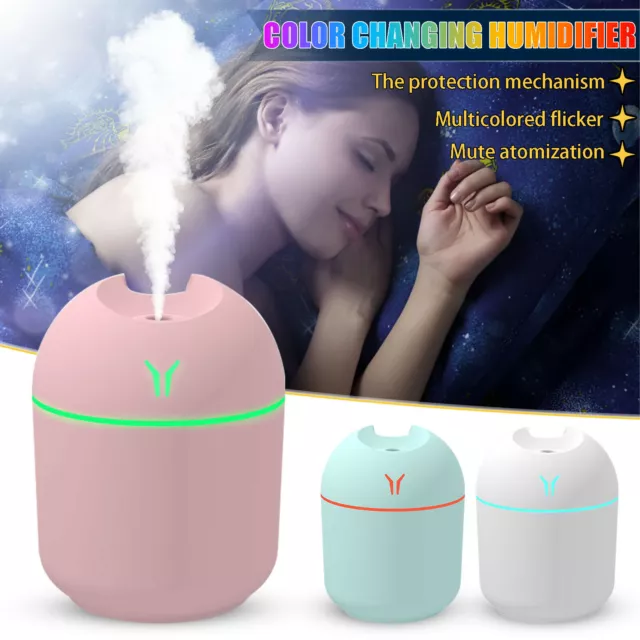 250ML USB Air Purifier Diffuser Aroma Oil Humidifier Mist Led Night Light Home