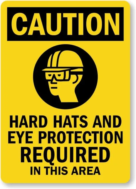 Ansi Hard Hats Caution Aluminum Weatherproof 12" x 18" Sign p00625