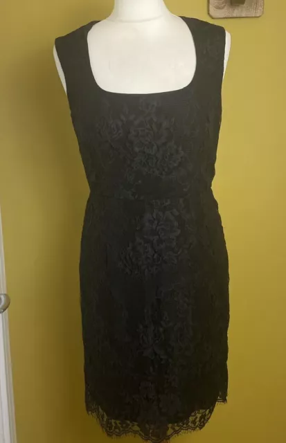 L.K. BENNETT BELITTA Black Lace Pencil Dress - Size 10 - Party Evening - D60