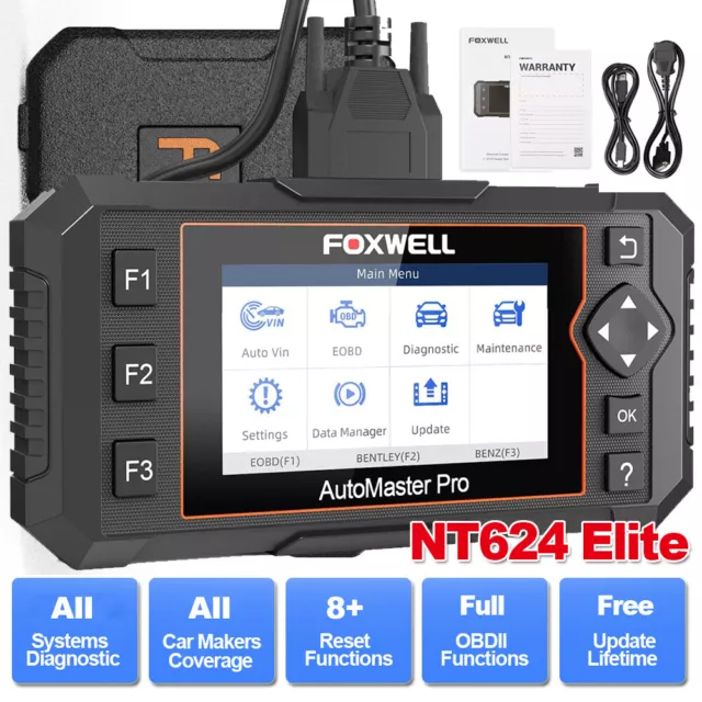 FOXWELL NT624 Elite All Systems Code Reader OBD2 Diagnostic Tool EPB OIL DPF BMS