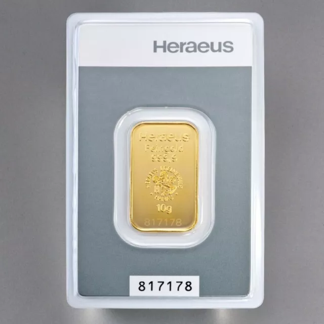 Goldbarren Heraeus  1 - 5 - 10 Gramm 999 Feingold  im Blister mit Zertifkat